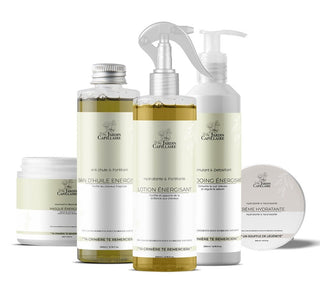 Gamme énergisante, masque, bain d'huile, lotion, shampoing et crème hydratante